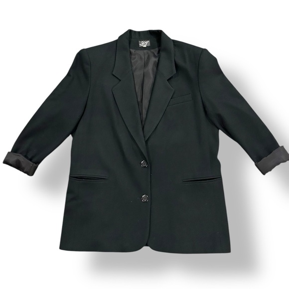 Vintage VIP Black 100% Wool Blazer - Made in USA - Size M - Picture 1 of 7